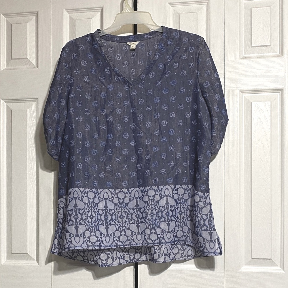 PRETTY C EST 1946 Blue Floral lightweight Womens Top size XL